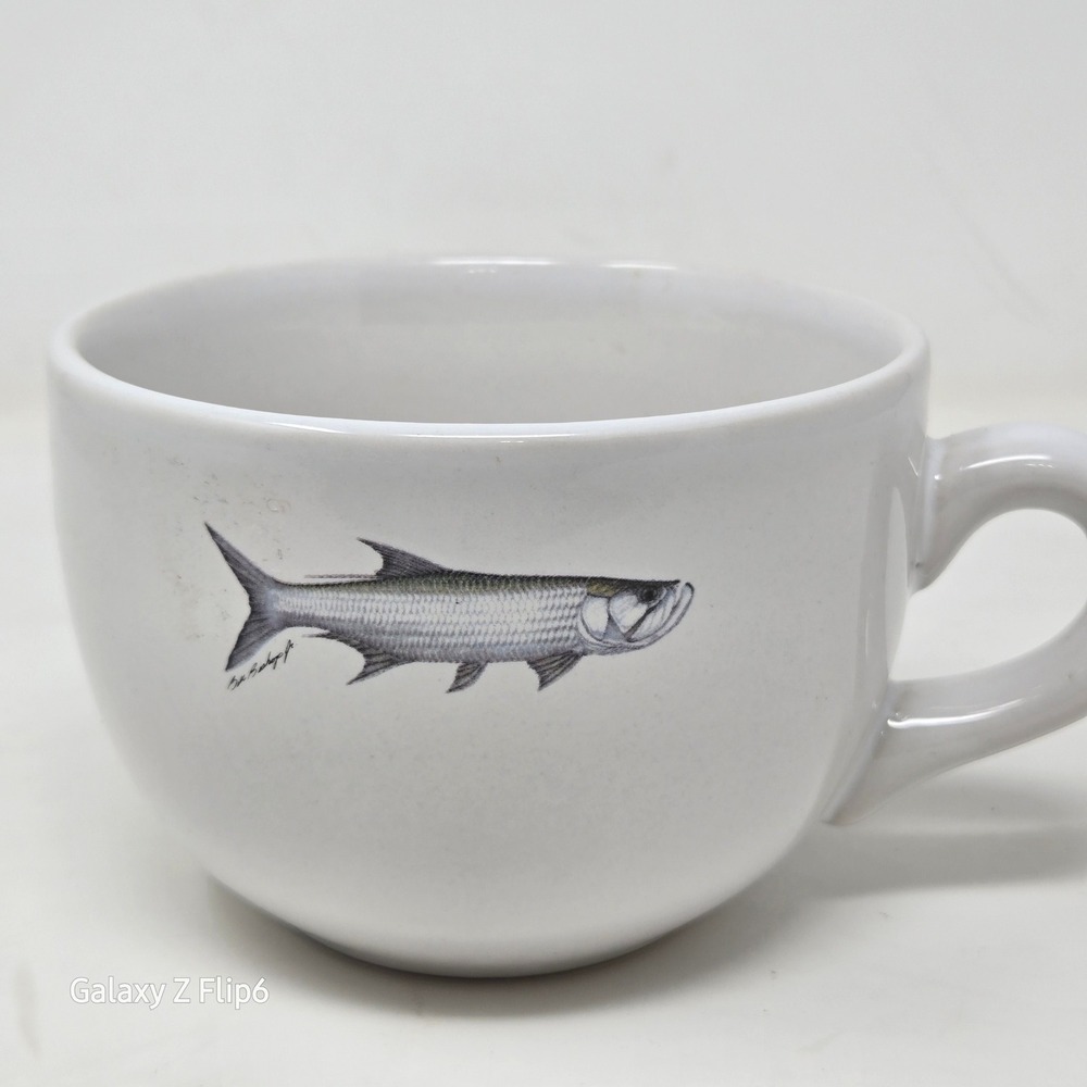 Anglers Expressions Bill Bishop Jr Fish Soup Mug White Ceramic Tarpon Permit 97